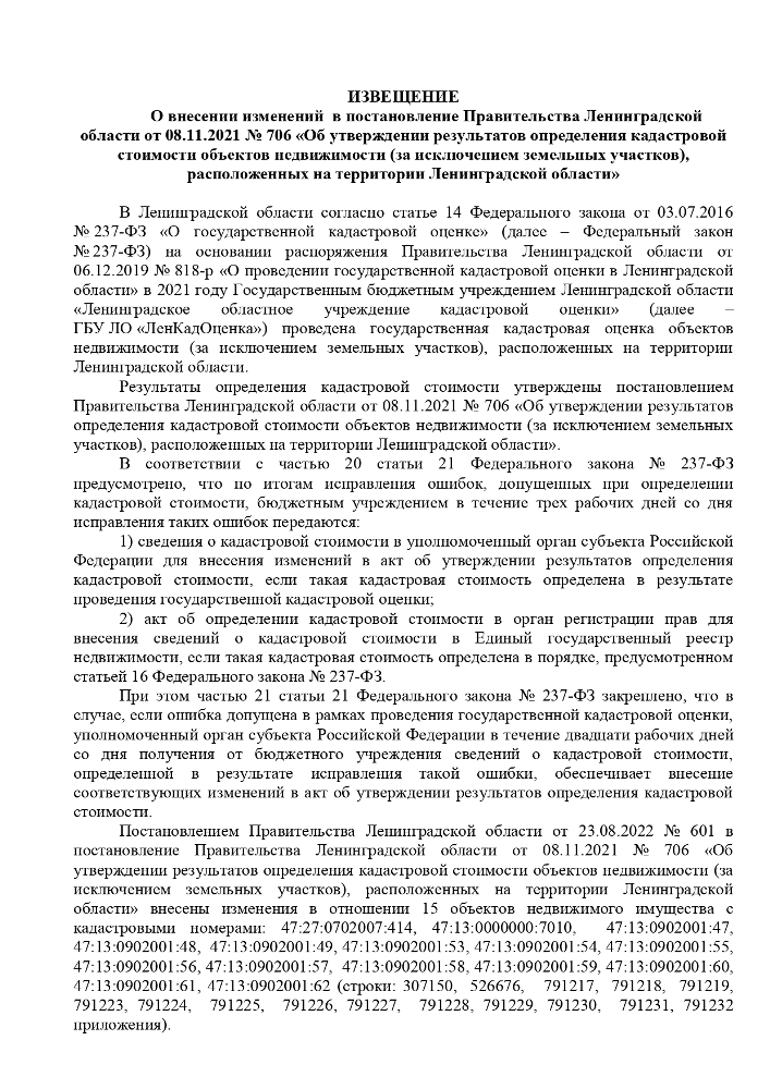 Постановление Правительства Ленинградской области от 23.08.2022 № 601